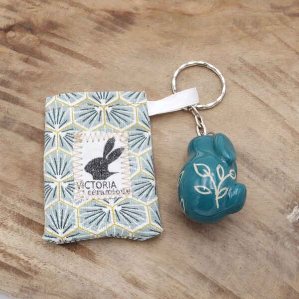 Porte-clés Bunny bleu vert Victoria Céramique