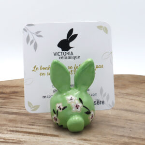 Porte-photo Bunny fleuri vert - Victoria céramique