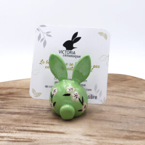 Porte-photo Bunny fleuri vert - Victoria céramique