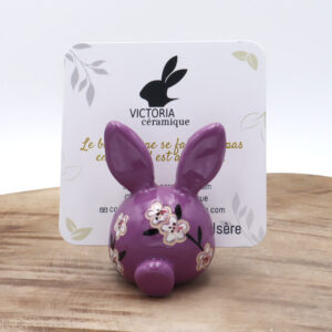 Porte-photo Bunny fleuri violet - Victoria céramique