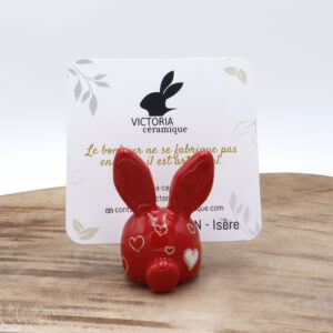 Porte-photo Bunny rouge avec des coeurs - Victoria céramique