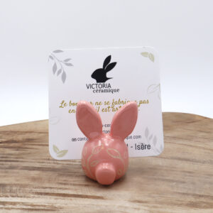 Porte-photo en forme de lapin en céramique rose clair Victoria Céramique