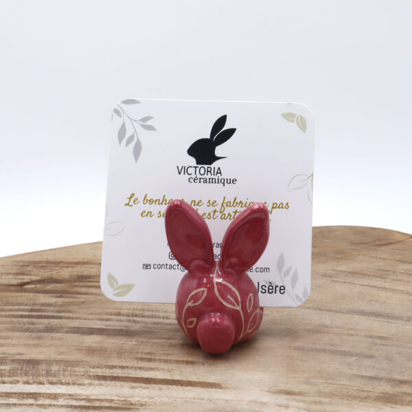 Porte-photo en forme de lapin en céramique rose foncé Victoria Céramique