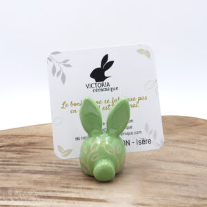 Porte-photo en forme de lapin en céramique vert clair Victoria Céramique