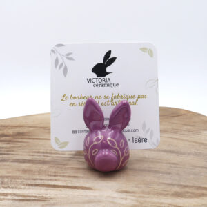 Porte-photo en forme de lapin en céramique violet Victoria Céramique